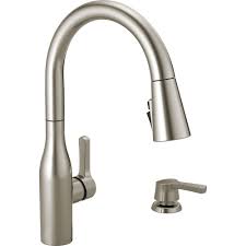 A pull down kitchen faucet is a handy tool that lets you extend the spout to reach better angles. Delta Marca Single Handle Pull Down Kitchen Faucet With Shieldspray Technology In Spotshie The Home Depot Canada