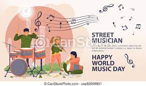 Designcap's music poster creator are devoted to helping you make music poster designs online easily and quickly. Banner Street Musician World Music Day Poster People Man And Woman Playing Drums And Violin Notes Icons Flat Vector Canstock