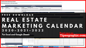 Real Estate Marketing Calendar Template For Excel Free Download 2020 2021 2022 Tipsographic In 2020 Marketing Calendar Marketing Calendar Template Calendar Template