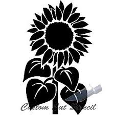 Black And White Sunflower Clipart Free C Flowers 0005 Sunflower Stem Sunflower Stencil Leaf Stencil Flower Silhouette