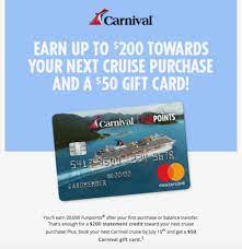 Redemptions start at 5,000 funpoints ® for a $50 statement credit toward a carnival cruise line purchase in the. Barclays Carnival Wm 20k Point First Swipe 20 Myfico Forums 5274716