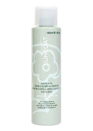 Spray bottle (mine is from here) label. Natural Anti Frizz Hair Calming Serum Suncoat
