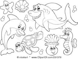 Ocean vector creature isolated on white. Ocean Animals Coloring Pages Ideas Whitesbelfast Com