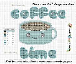 The pattern uses just 1 color and all full stitches on a bright fabric to achieve a stunning look. Hancock S House Of Happy Coffee Week Kawaii Cup Of Coffee Coffee Time Cross Stitch Pattern Free To Download
