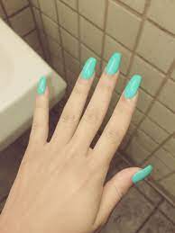 Teal Coffin Nails Teal Nails Nail Piercing Summery Nails