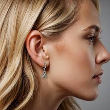 Breast Cancer Awareness Earrings: Pink Ribbon Art Deco Style