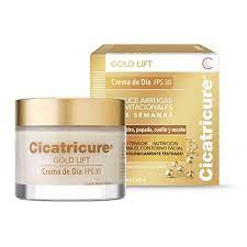 Cicatricure desarrolló la nueva línea antiedad gold lift que combina el poder de los péptidos de oro, calcio y silicio impactando en la morfología de la piel, reduciendo la profundidad de las arrugas gravitacionales y redefiniendo el contorno facial. Perfumeria Saul Crema De Dia Cicatricure Gold Lift 50 Ml