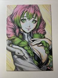 Mitsuri Kanroji Demon Slayer Sexy Goddess Anime Doujin Sketches Art Card  Girl | eBay