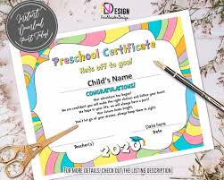 Preschool Diploma Certificate Rainbow Pastel Colors Etsy In 2020 Preschool Diploma Kindergarten Diploma Preschool Certificates