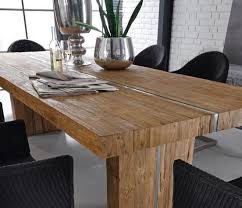 eetkamertafel banda gemaakt van oud gebruikt teak hout met een aluminium strip de tafel is onbehandeld en grof geborsteld afge eetkamertafel eettafel teakhout