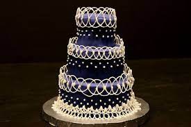 Mini Cake Stringwork Practice Royal Blue Cake Royal Blue Wedding Cakes Cool Wedding Cakes