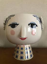 BJORN WIINBLAD "EVA" Blue Ceramic Flower Pot Vase $266.84