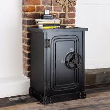 Cabinet De Rangement Coffre Fort En Bois Noir Effet Vieilli L 53 Cm Bank Brandkasten Houten Zwart