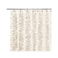Triangle Home Fashions 16685 Lush Decor Gigi Shower Curtain Ivory Curtains Ruffle Shower Curtains Shower Curtain Track