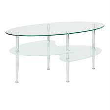 Espresso large oval glass coffee table with shelf. Walker Edison Contemporary 38 Dual Oval Glass Top Coffee Table In Clear C38b4