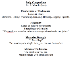 The 5 components of fitness, 1.muscular strength, 2.muscular endurance, 3.flexibility, 4.body composition, 5.cardiovascular fitness. 5 Fitness Components Definitions Fitness And Workout