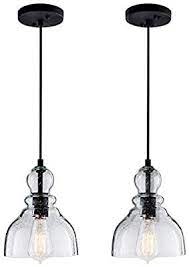 Lanros Industrial Mini Pendant Lights With Handblown Clear Seeded Glass Shade Adjustable Bell Pendant L Kitchen Pendant Lighting Kitchen Pendants Seeded Glass