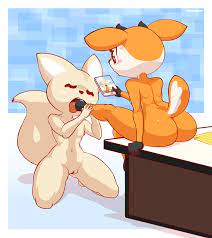 2019 aggressive retsuko antelope anthro anthro on anthro ass  bovid breasts canid canine duo feet female femalefemale fennec fenneko  foot fetish foot lick fox gazelle hi res licking mammal