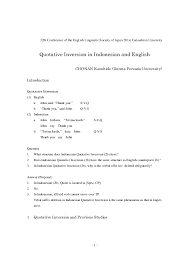 Need the translation of terima kasih in english but even don't know the meaning? Pdf Quotative Inversion In Indonesian And English Chonan Kazuhide Academia Edu
