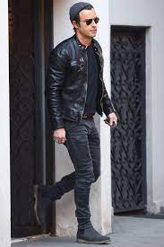 How To Wear A Lot Of Black Like Justin Theroux Jackets Men Fashion Stylish Men Mens Outfits