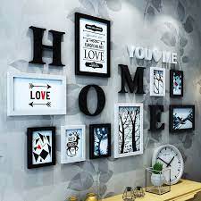 9 Pcs Set Nordic Style Black White Photo Frame With Letters Wall Hanging Vintage Picture Frame Set For In 2021 Picture Frame Decor Photo Frame Wall White Photo Frames