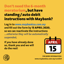 To make it easy, here are the three channels available for maybank customers to choose from: Maybank On Twitter If You Wish To Opt Out Of The Moratorium Don T Forget To Do So By 15 April 2020 Just Follow The Steps And We Ll Take Care Of The Rest