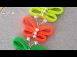 Hand Embroidery Amazing Trick Easy Butterfly Making With Hair Rubber Band Sewing Hack Youtube Hair Rubber Bands Sewing Hacks Hand Embroidery
