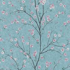 Floral wallpaper for walls floral wallpaper can be very loud and bold or it can be subtle and quiet. Shop As Creation Cherry Blossom Trail In Teal Green Pink Wallpaper