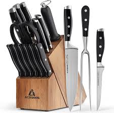 Maybe you would like to learn more about one of these? Amazon Com Knife Sets For Kitchen With Block Chef Knife Set 17 Pcs With Boning Knife And Carving Fork Knife Block Set With German Stainless Steel And Full Tang Design By Acoqoos Home
