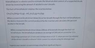 The higher the absorption, the higher. Solved A Breathalyzer Is A Device Used To Estimate The Bl Chegg Com
