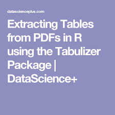 Extracting Tables From Pdfs In R Using The Tabulizer Package Datascience Data Science Data Analytics Packaging