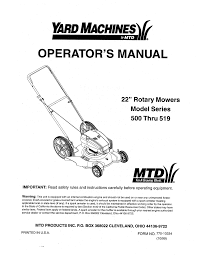 We have 33 mtd 500 series manuals available for free pdf download: Yard Machines 500 Series Operator S Manual Pdf Download Manualslib