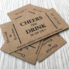 Wedding Drink Voucher Tickets Personalised Brown Kraft Coupon Etsy Wedding Drink Tickets Wedding Drink Drink Ticket