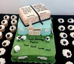 End your sunday with one of these delicious dessert ideas. Pastor S Birthday Cake Your Flock Loves You Sheep Bible Cake All Buttercream Fondant Sheep Pastors Appreciation Bible Cake Happy Birthday Pastor