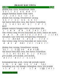Not Angka Pianika Lagu Judika Jikalau Kau Cinta | Recorder | Keyboard | Suling | Chord Piano