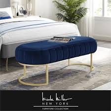 Maybe you would like to learn more about one of these? Posh Living Nicole Miller Orpheus Modern Velvet Bench In Navy Blue Gold Nbh135 02ng
