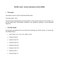 Gcse Latin Verse Set Texts Paper 2