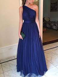 Wedding Party One Shoulder Sleeveless Dress Royal Blue Bridesmaid Dresses Chiffon Prom Dress One Shoulder Prom Dress