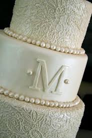Monogram Wedding Cake I Like The Middle Tier M Mine N With The Pearls Then Have My Roses For The Bot Monogram Wedding Cake Monogram Cake Monogram Wedding