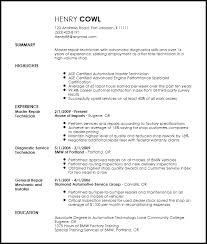 professional mechanic resume example