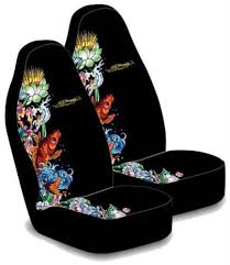 Ed Hardy Koi Fish Seat Cover Pair Everything4cars In 2020 Bucket Seat Covers Seat Covers White Leather Dining Chairs