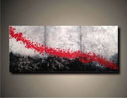 Abstract Black And White Landscape Painting Art Original Abstract Painting Modern Black White Red Landscape Painting Art Painting Large Landscape 3 Pc Painting 24 X 5 Abstract Painting Art Painting Art