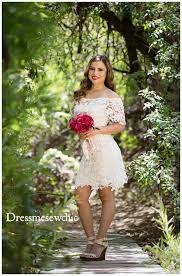 Short Bohemian Crochet Lace Boho Chic Destination Country Etsy Mini Wedding Dresses Off White Wedding Dresses Rustic Wedding Dresses