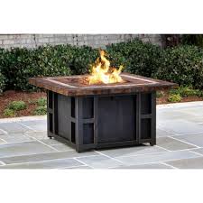 Natural look fire stones · beautiful fire glass Goldie S 44 In Slate Fire Pit Table In Antique Bronze With Strip Burner System Amber Lava Rocks And A Weather Cover Hd8217 Gst Ab The Home Depot Fire Pit Table Outdoor Fire Pit