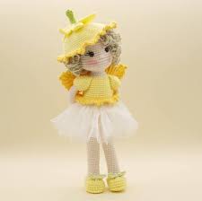 Amigurumi Crochet Doll Sweet Daffodil Flower Fairy With Wings And Removable Hat Crochet Doll Crochet Fairy Crochet Amigurumi