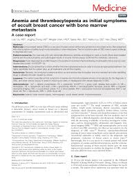 Read about bone cancer prognosis, treatment, symptoms, signs, survival rate, types, metastatic in fact, when cancer is detected in bone, it most often is a metastasis that has started in another breast, prostate, and lung cancers are among the types of cancers that commonly spread to the. Pdf Anemia And Thrombocytopenia As Initial Symptoms Of Occult Breast Cancer With Bone Marrow Metastasis A Case Report
