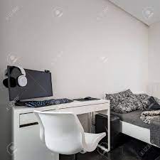 Check spelling or type a new query. Bedroom With Single Bed White Desk And Chair Stock Photo Picture And Royalty Free Image Image 108856889