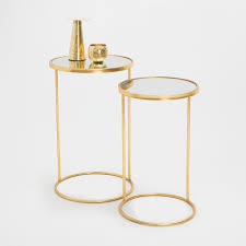 Mesinhas Altas Douradas Conjunto De 2 Bancos E Moveis Auxiliares Decoracao Zara Home Brasil Painted Side Tables Zara Home Occasional Furniture
