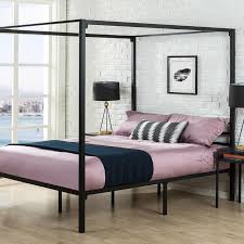 Black queen canopy bed set. Zinus Patricia Black Metal Queen Four Poster Bed Frame Bunnings Australia