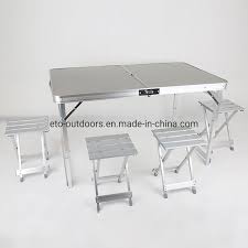 Get it now on amazon.com. 4 Person Aluminum Portable Compact Folding Suitcase Picnic Table Set With 4 Seats And Umbrella Hole China Chair Table Set Camping Chair Table Made In China Com
